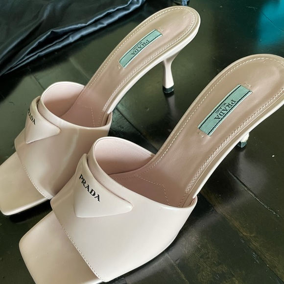 prada brushed leather heeled slides - Picture 5 of 5